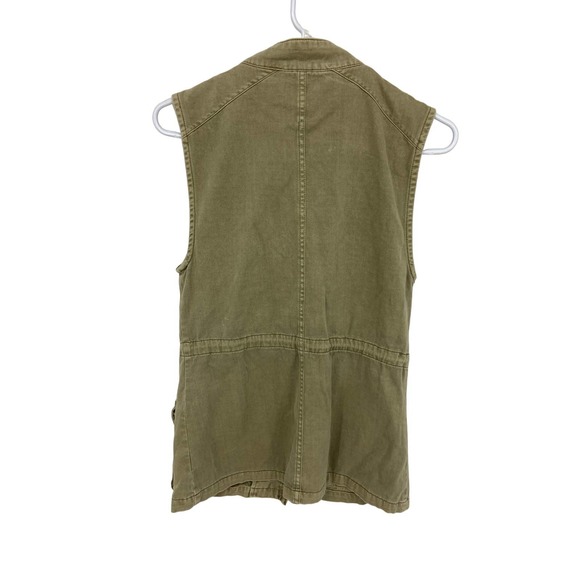 British Khaki Army Green Vest Blazer Button Up with Waist Tie Size XS - Picture 3 of 7